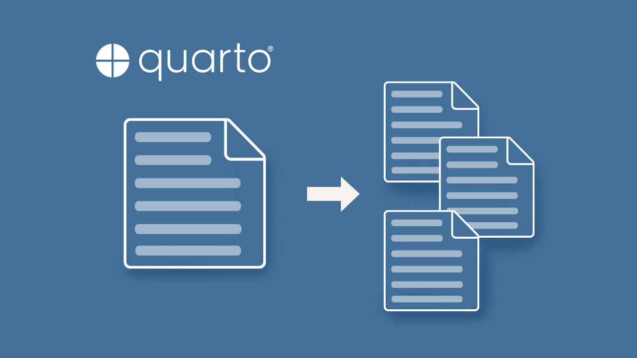 Quarto logo with single source publishing icon.