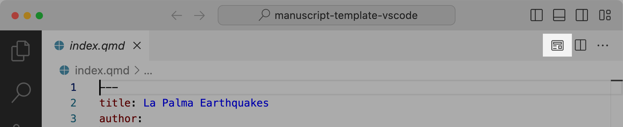 Screenshot of the source editor menu bar with the Preview button highlighted.